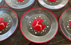 12 Reindeer Themed Glass Plates