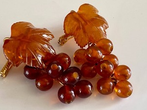 Two Amber Pins - Grape Cluster Motif