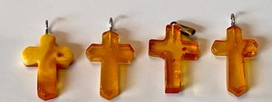 Four  Petite Amber Cross Pendants