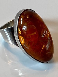 Sterling and Amber Ring