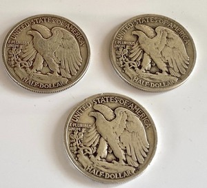 Thee Walking Liberty Half Dollar Coins 1942