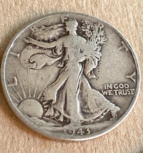 Three Walking Liberty Half Dollar Coins (2) 1943 and (1) 1944