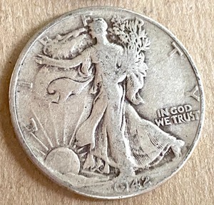 Four Walking Liberty Half Dollar Coins (1942)