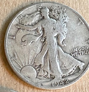 Three Walking Liberty Half Dollar Coins 1942 D Mint Mark