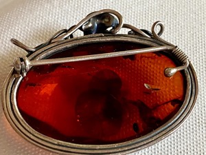 Silver and Amber Brooch