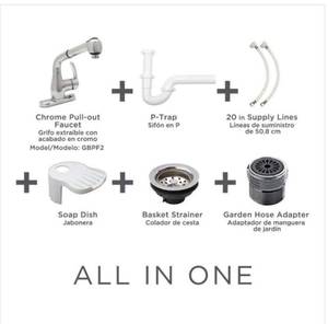 lot 8 image: All-in-One 24 in. x 24.2 in. Plastic Sink and Wood Cabinet in White, with Non-Metallic Pull-Out