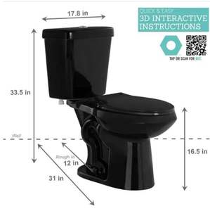 lot 7 image: 2-piece1.1GPF1.6GPF High Efficiency Dual Flush Elongated Toilet in Black