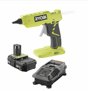 lot 18 image: 18-Volt ONE Cordless Full Size Glue Gun with 3 General Purpose Glue Sticks, 2.0 Ah Lithium-Ion Battery, and Charger