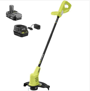 lot 21 image: ONE 18V 10 in. Cordless Battery String Trimmer with 1.5 Ah Battery and Charger