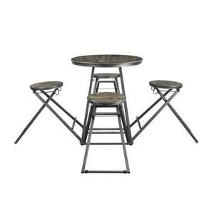 lot 50 image: Blaze 5-Piece Gray Oak and Bronze Counter Height Set