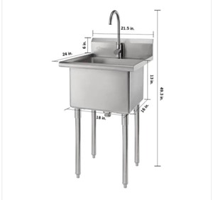 lot 65 image: 21.5 in. W x 24 in. D x 49.3 in. H Stainless Steel Utility Sink