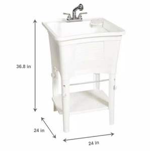 lot 75 image: All-in-One 24in.x24in.20Gal. Freestanding Laundry Tub in WhitE