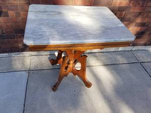 Antique Walnut Marble Top Table