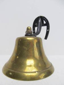 lot 22 image: Vintage Solid Brass & Cast Iron Horseshoe Dinner Bell