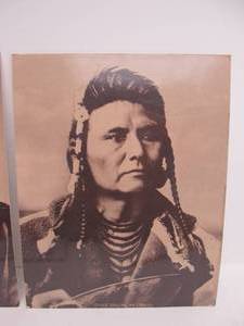 lot 41 image: 2 Large Native American Chief Photo Prints - Chief Joseph & Chief Wolf Robe