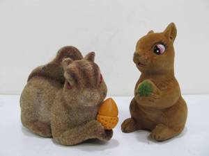 lot 110 image: 2 Vintage 1950s Velvet Squirrel Banks