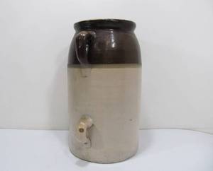 lot 118 image: Antique Stoneware Double Handled Butter Churn