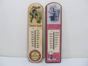 lot 121 image: 2 Retro Wood Advertising Thermometers