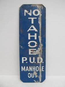 lot 138 image: Vintage Metal Manhole Out Street Sign