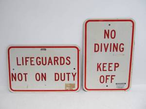 lot 150 image: 2 Metal Pool or Beach Signs