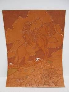 lot 151 image: Large Thick Tooled Leather Western Cowboy Artwork
