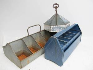 lot 159 image: 3 Larger Metal ToolHardware CarriersHolders