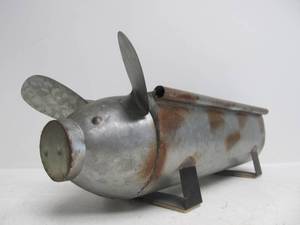lot 92 image: Galvanized Metal Pig Planter Box