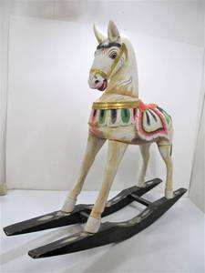 lot 205 image: Vintage Italian Carved & Painted Wood Rocking Horse