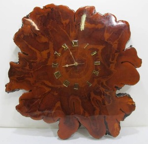lot 218 image: LARGE Live Edge Burled Wood Slab Wall Clock