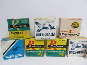 lot 55 image: Large Lot of Vintage Shotgun Shell Boxes Shells & .22 Ammo etc