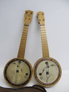 lot 58 image: Very Cool Old Folk Art Banjos