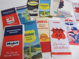 lot 75 image: Group of Vintage Gas Station Road Maps