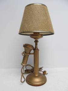 lot 76 image: Antique Bell System Candlestick Telephone Table Lamp