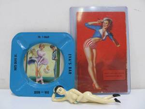 lot 177 image: 3 Vintage Pinup Girl etc Advertising Items