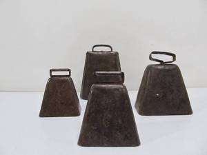 lot 182 image: Set of 4 Vintage Metal Cow Bells