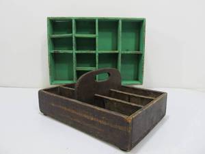lot 192 image: Primitive Antique ToolHardware Carrier & Wall Shelf