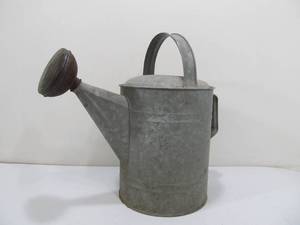 lot 204 image: Vintage Galvanized Watering Can wRosette 