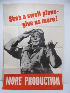 lot 261 image: Original WW2 MORE PRODUCTION Airplane Fighter Pilot Poster