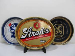 lot 262 image: 3 Vintage Metal Beer Trays