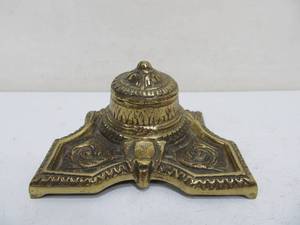lot 269 image: Ornate Antique Brass Inkwell