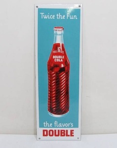 lot 276 image: Vintage Style DOUBLE COLA Porcelain Enamel Door Push Sign