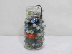 lot 291 image: Old Atlas Canning Jar FULL of Vintage Marbles