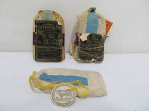 lot 318 image: 3 Original Antique BULL DURHAM Tobacco Pouches 