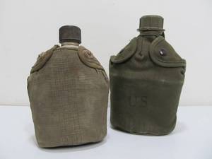 lot 325 image: Orig Vintage Vietnam Era & WW2 Era Military Canteens