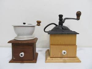 lot 329 image: 2 Primitive Coffee Grinders