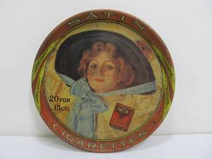 lot 334 image: Vintage Satin Cigarettes Metal Advertising Tray