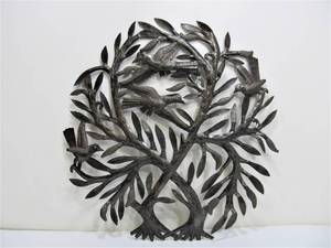 lot 336 image: Vintage Tree of Life Hand Made Metal Wall Sculpture Signed