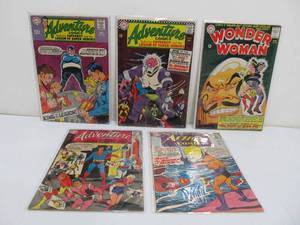 lot 344 image: 5 Vintage 12 Cent Superman Super Boy & Wonder Woman Comic Books