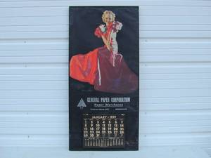 lot 346 image: Vintage EARL MORAN One in a Million Pinup Girl Wall 1939 Advertised Full Calendar Large Lithograph Framed