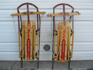lot 8 image: Lot of 4 Vintage Wooden Snow Sleds